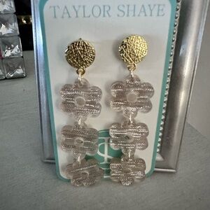 Taylor Shaye Gold and Silver Floral Earrings NEW